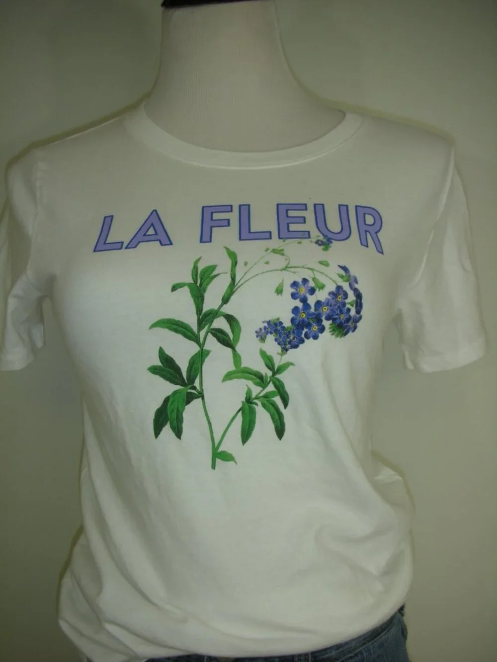 J.Crew La Fleur Floral Graphic Tee White Cotton T-Shirt XS Cottagecore Botanical